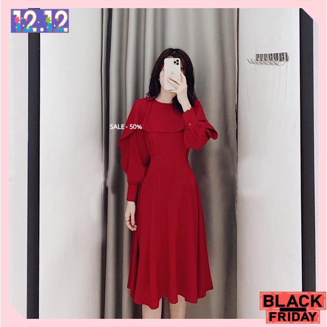 [HÀNG CAO CẤP] Đầm tay dài bèo cổ 2 màu | BigBuy360 - bigbuy360.vn