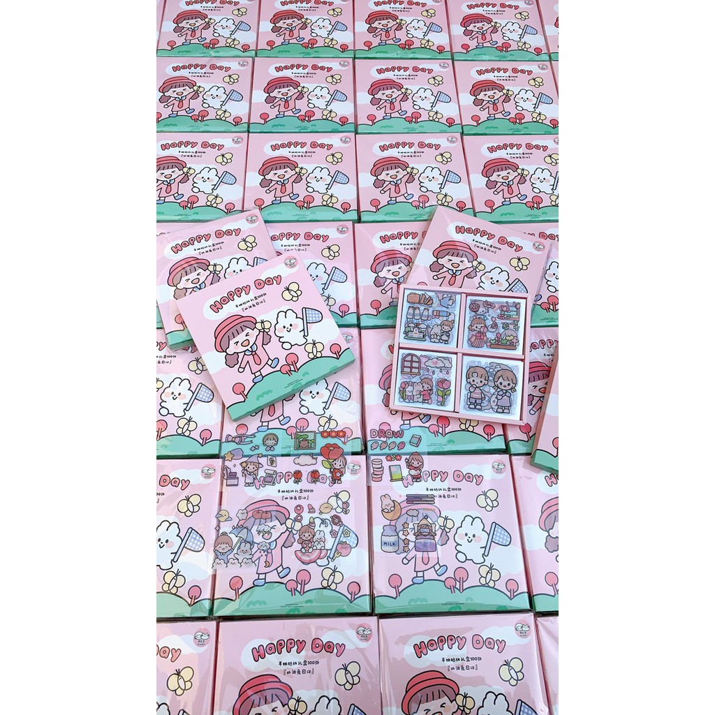 💥💥BỘ 1000 STICKER HÃNG TELADO CÔ GÁI VÀ BÉ THỎ CHO BÉ YÊU  🐰🐰🐰