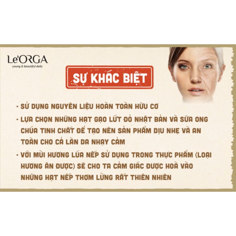 Tẩy Tế Bào Chết Da Mặt Le'Orga Gạo Lứt - Gel Hạt Tẩy Kì Ngừa Mụn, Trẻ Hóa, Trắng Da 180ml