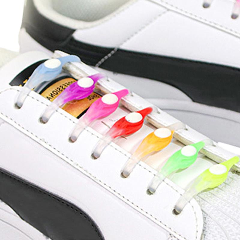 Set 12 Dây Giày Thể Thao Bằng Silicone Đàn Hồi Không Cần Buộc Dây Giày Dạng Thạch Cao Su Một Kích Cỡ Phù Hợp Với Mọi Loại Giày