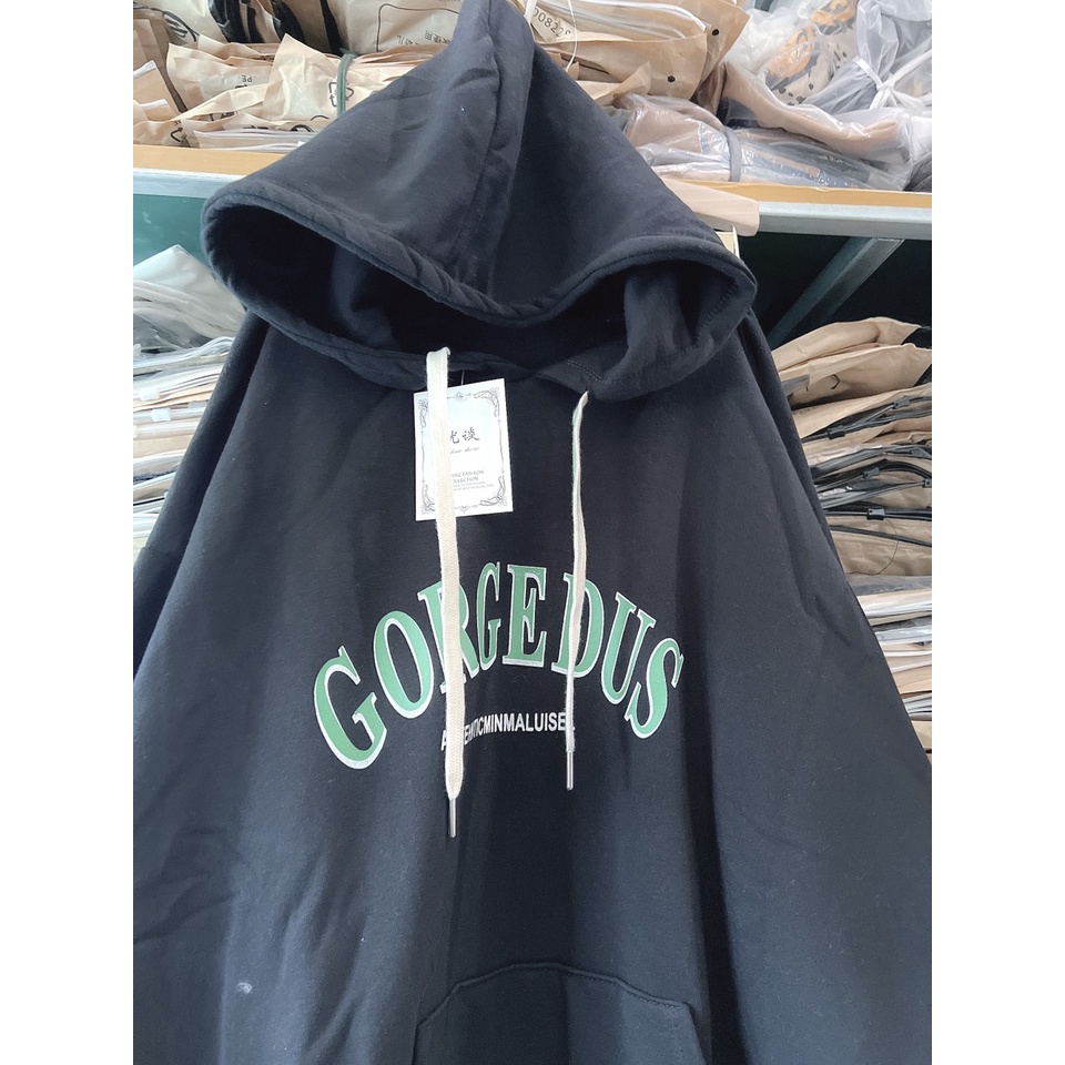 Hoodie Nam Nữ Chữ GORGED Uniex Oversize Form Rộng Mũ To Tay Bồng Uzzlang Quảng Châu