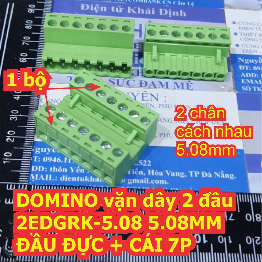 DOMINO, TERMINAL ĐẦU NỐI vặn dây 2 đầu 2EDGRK-5.08 5.08MM ĐẦU ĐỰC + CÁI các loại 2P ~ 12P kde6906