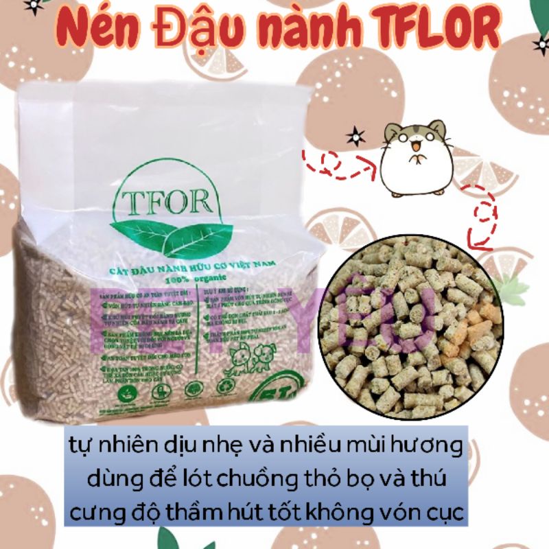 nén đậu nành TFLOR (5L) (1kg) lót chuồng các bé thỏ bọ thú cưng , mèo siêu thơm❤