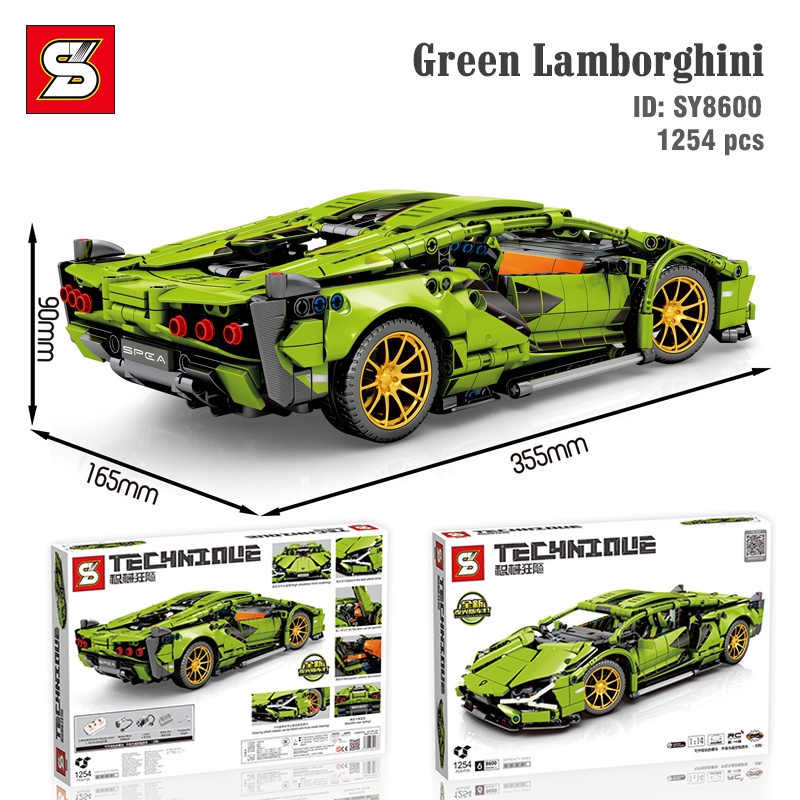Đồ chơi lắp ráp xe Technic mô hình siêu xe Lamborghini Green  - SY BLOCK 8600