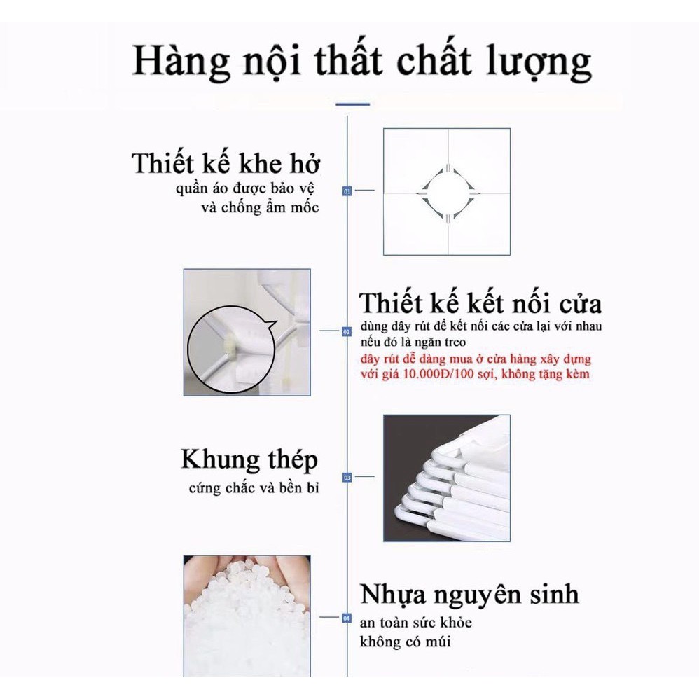 Tủ nhựa ghép 9 ô loại to sâu 47 cm - Tủ quần áo lắp ghép đa năng gồm 1 ô treo và 6 ngăn xếp đồ