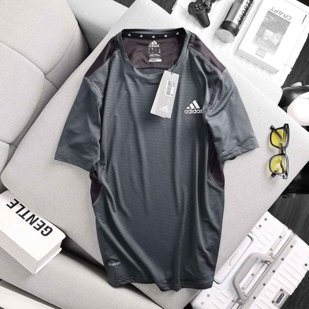 Áo Adidas tay ngắn vải kéo vân ngang
