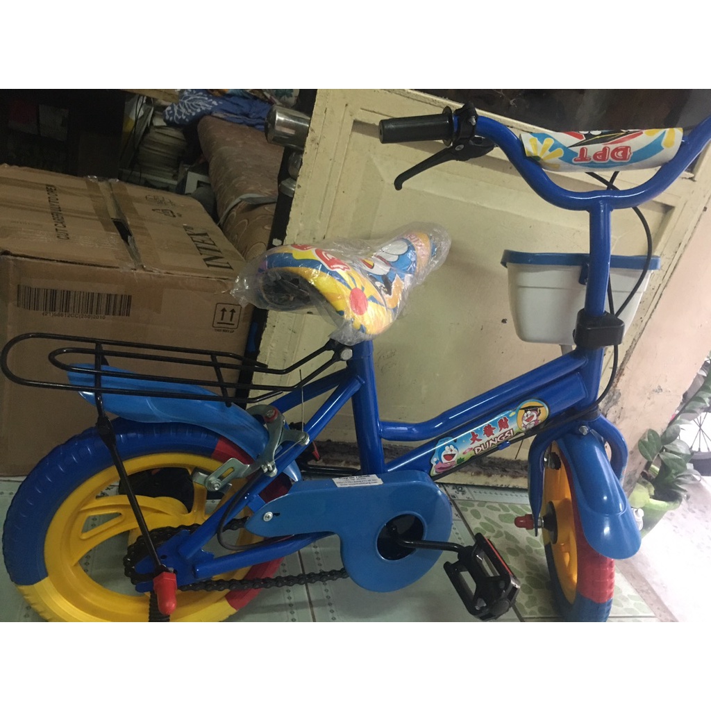 Xe đạp DOREMONE cho bé 2-3-4-5-6 tuổi màu xanh / hồng, bánh 12/14 inch có chuông và 2 bánh phụ