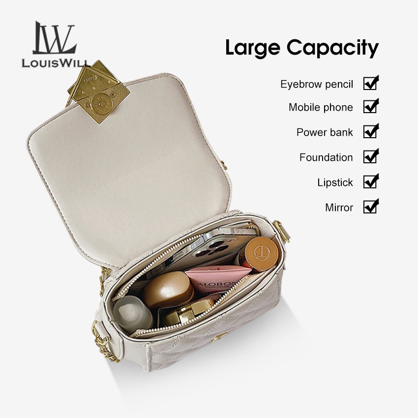 Túi Đeo Chéo LouisWill Sức Chứa Lớn Có Khóa Từ Tính Phong Cách Retro Thời Trang Cho Nữ