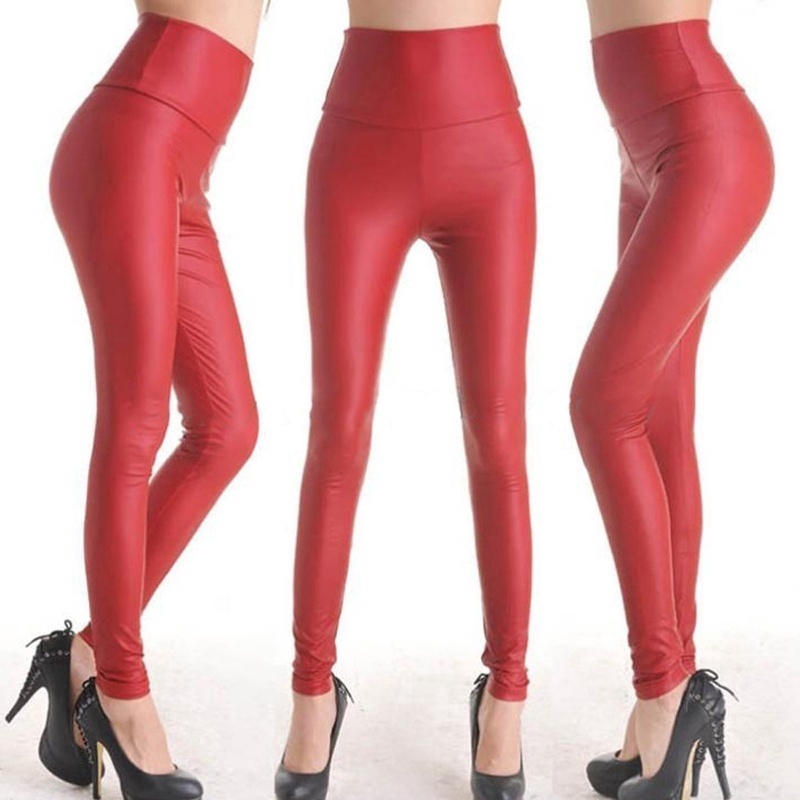 Quần legging giả da lưng cao quyến rũ cho nữ