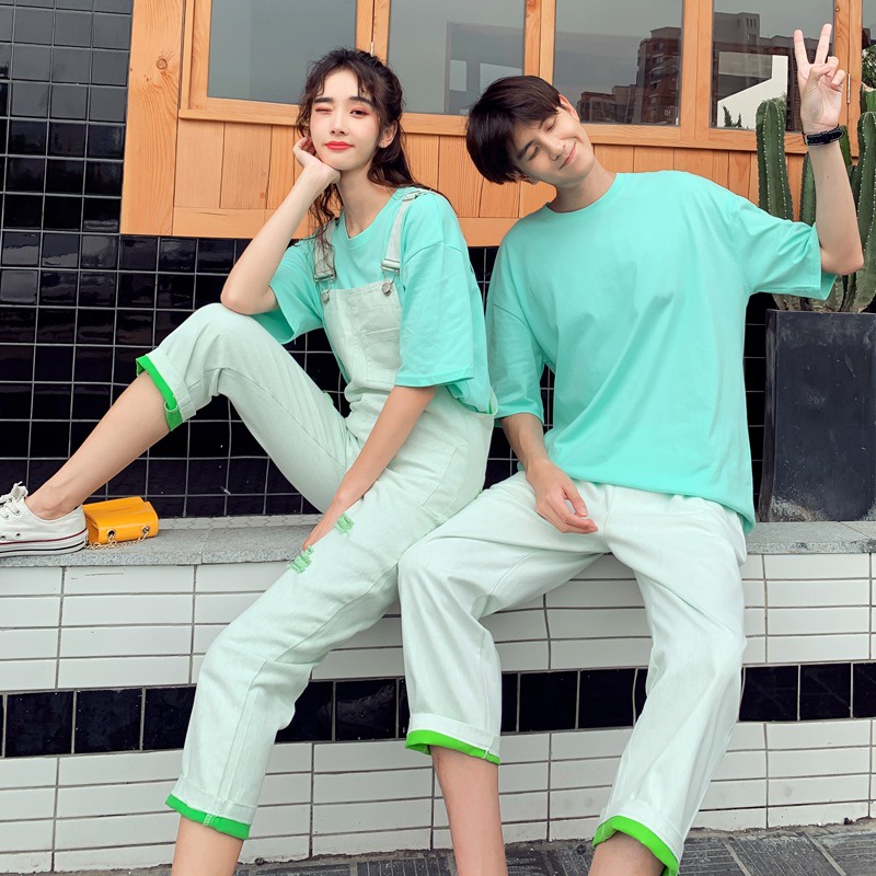 Áo Thun Quảng Châu Xanh Ngọc 100% Cotton Cao Cấp Form Rộng Unisex Nam Nữ