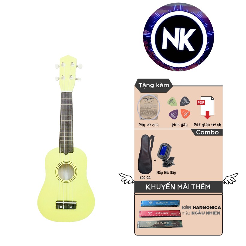 (MUA 1 ĐƯỢC 8) Đàn Ukulele Soprano 21" Full Phụ Kiện + Bao Da + Tuner + Kèn Harmonica (Có sẵn)