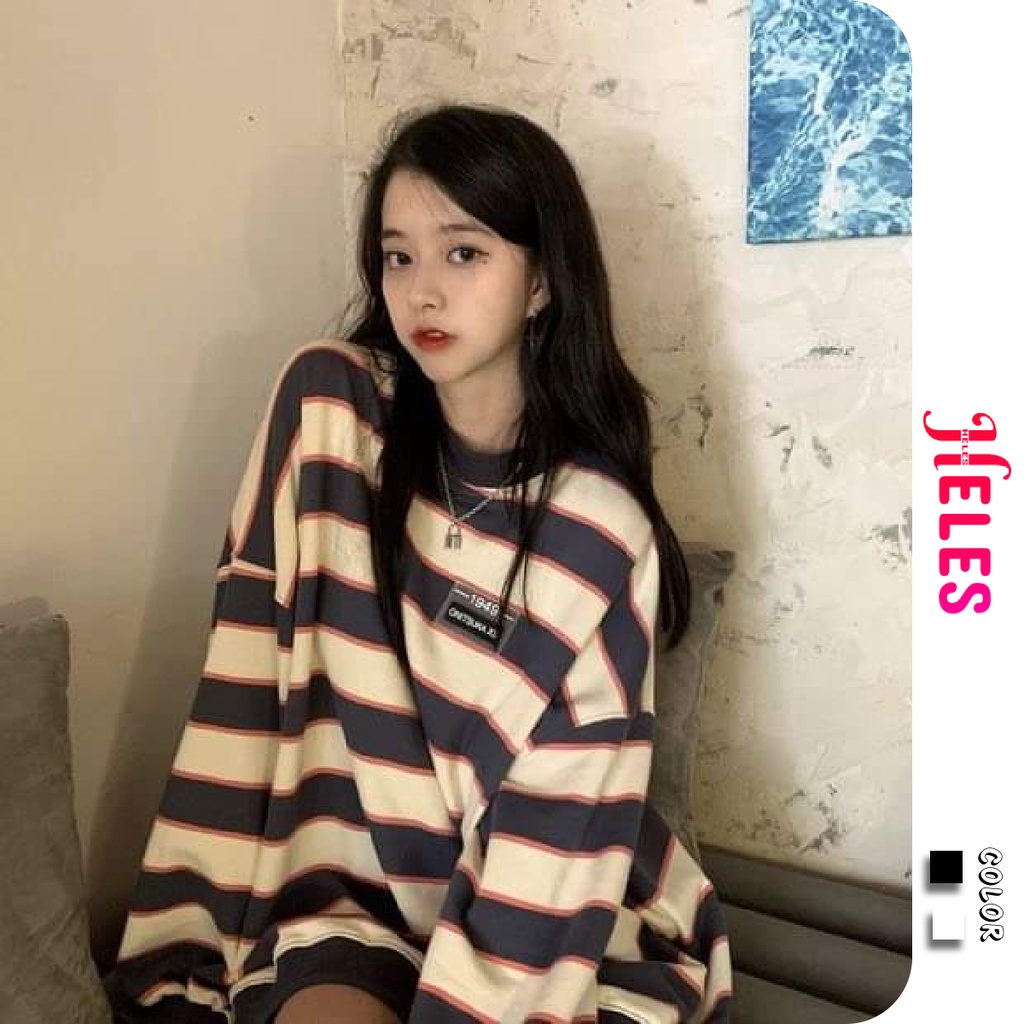 Áo nỉ sweater dáng rộng unisex phong cách Ulzzang Hàn Quốc cho nam nữ KẺ NGANG HELES K09