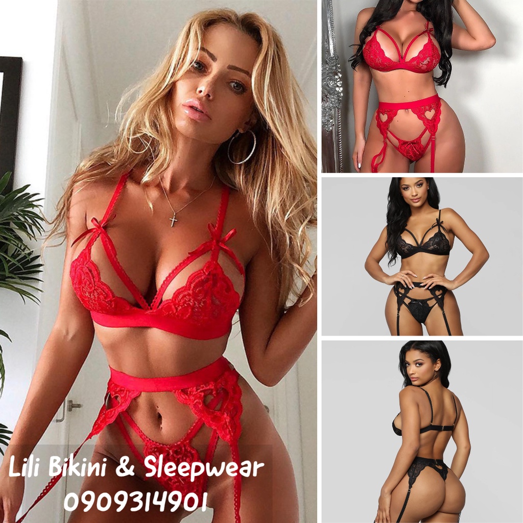 Bộ nội y trái tim siêu quyến rũ, bộ đồ lót kèm đai eo gợi cảm nhấn eo