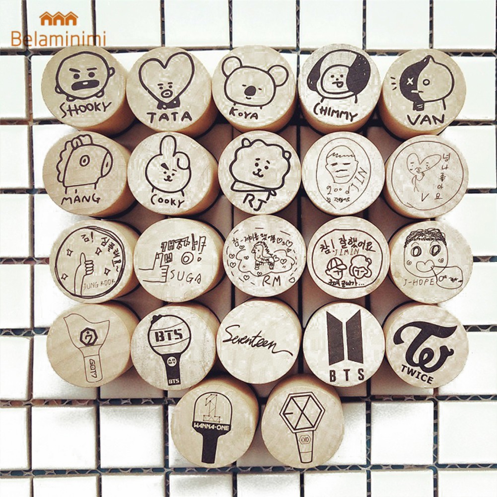 Con dấu bằng gỗ khắc hình ngộ nghĩnh cho fan BTS