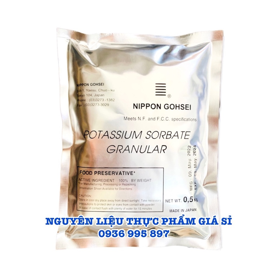 Chất chống nấm mốc POTASSIUM SORBATE GRANULAR chất bảo quản an toàn cho thực phẩm - Gói 500g