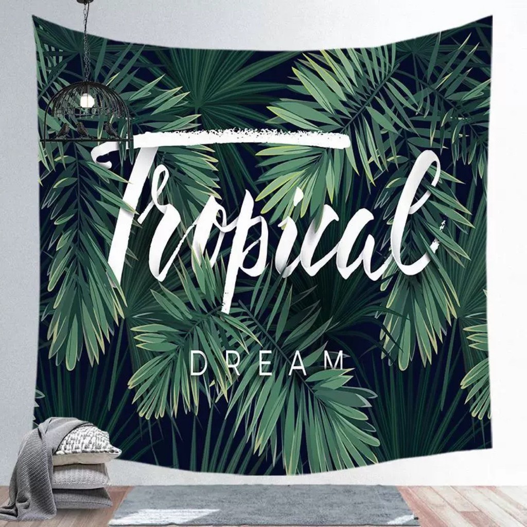 Tranh vải treo tường Decor phòng phong cách Vintage Tropical KÍCH THƯỚC LỚN 150x130cm Tặng Kèm Móc Treo, Dinh đóng tường