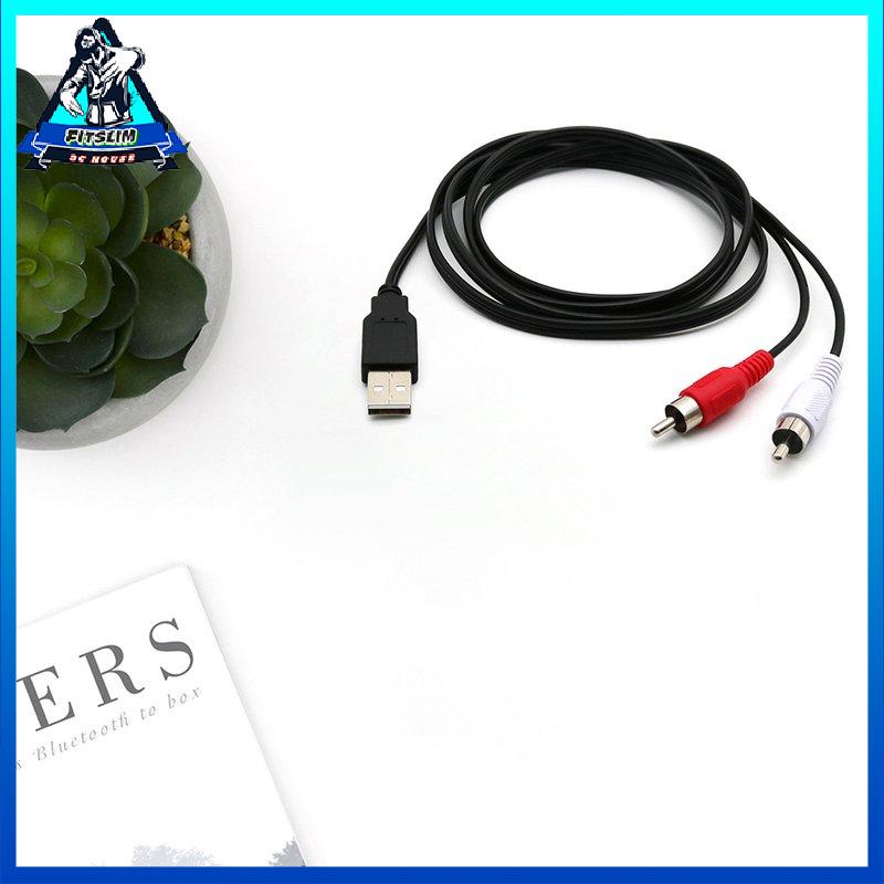 [Fitslim] USB A Male To 2X RCA Phono Male AV Cable Lead PC TV Aux Audio Video Adapter