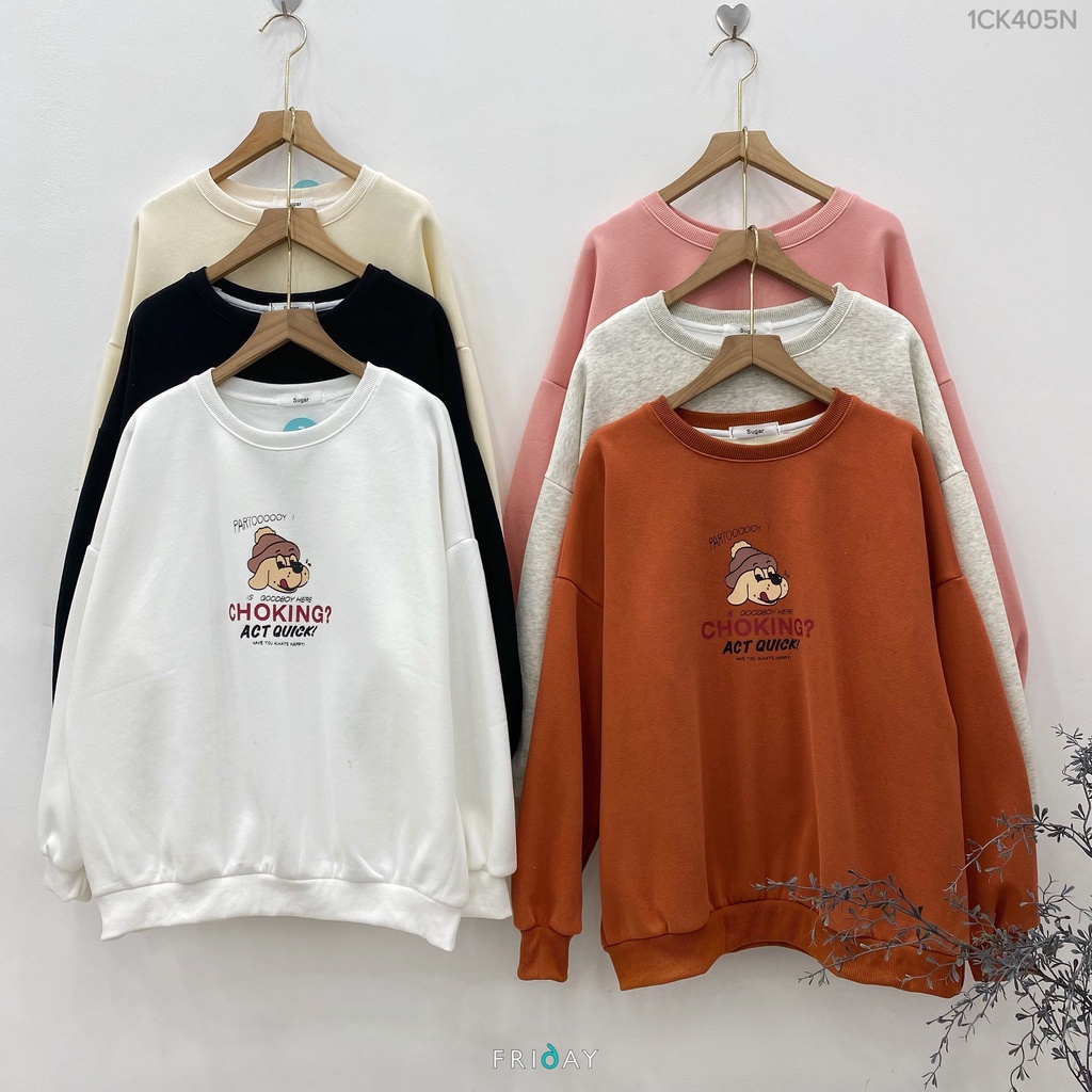 Áo nỉ cổ tròn cho nữ lót lông lớp trong dày dặn hình Choking Friday | BigBuy360 - bigbuy360.vn