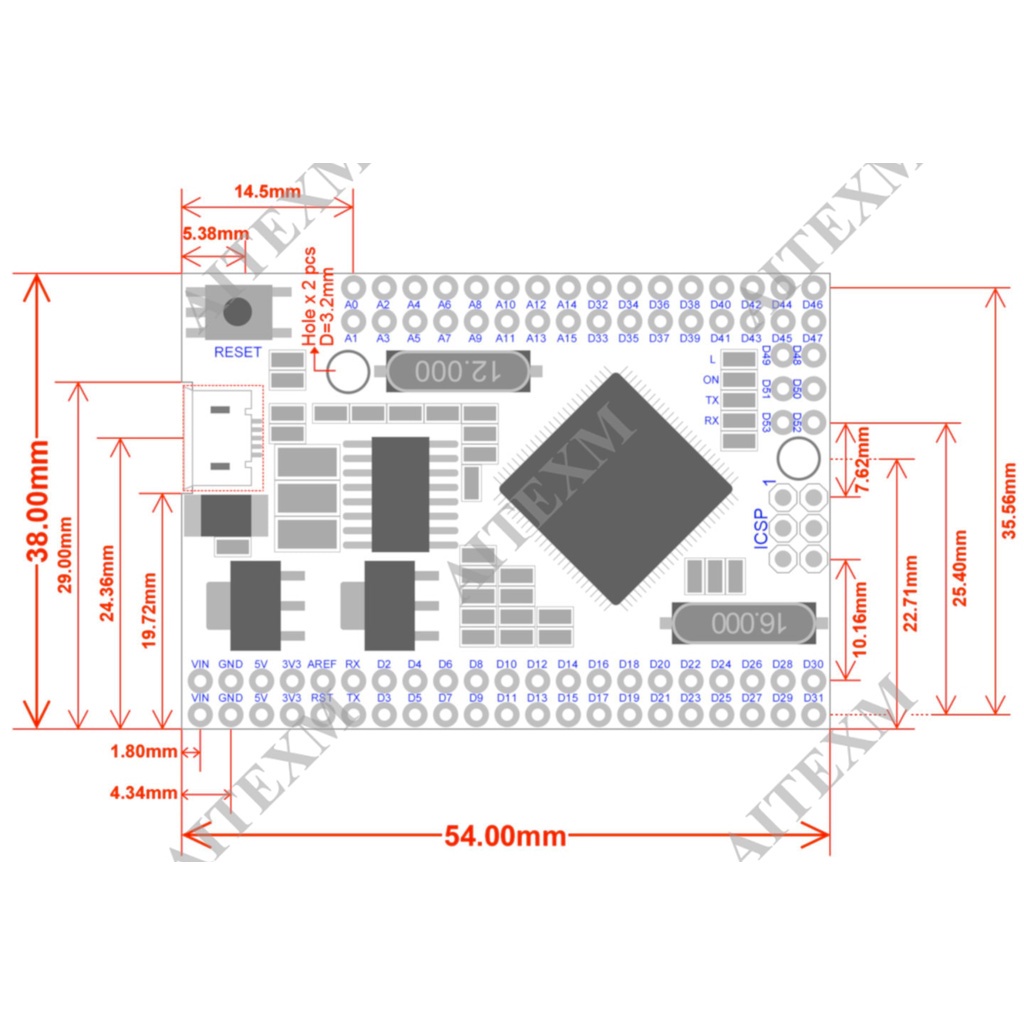 Bảng Mạch Mở Rộng MEGA2560 MEGA 2560 R3  AVR MEGA2560 PRO 16U2