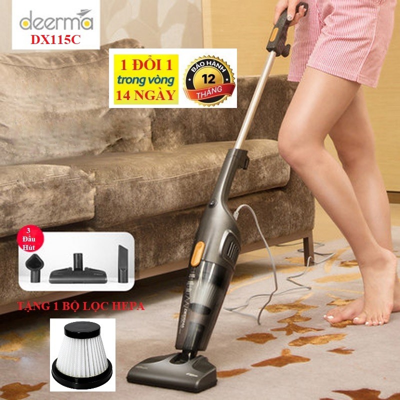 [Mã ELHAMS5 giảm 6% đơn 300K] Máy Hút Bụi Cầm Tay DEERMA DX115C + Tặng 1 Bộ Lọc HEPA