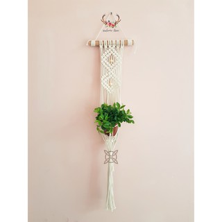 Mành dây macrame treo chậu cây