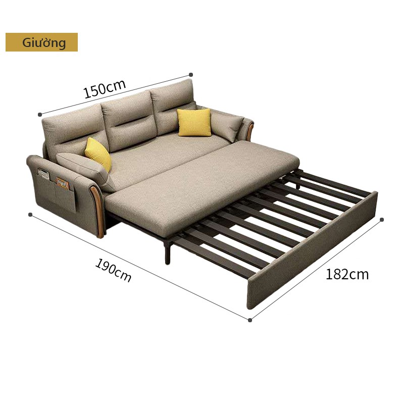 Giường sô pha ghế sô pha mở thành giường 1.8m giường gấp ghế sofa đa năng (Màu kaki) tiện dụng hiện đại - FU322