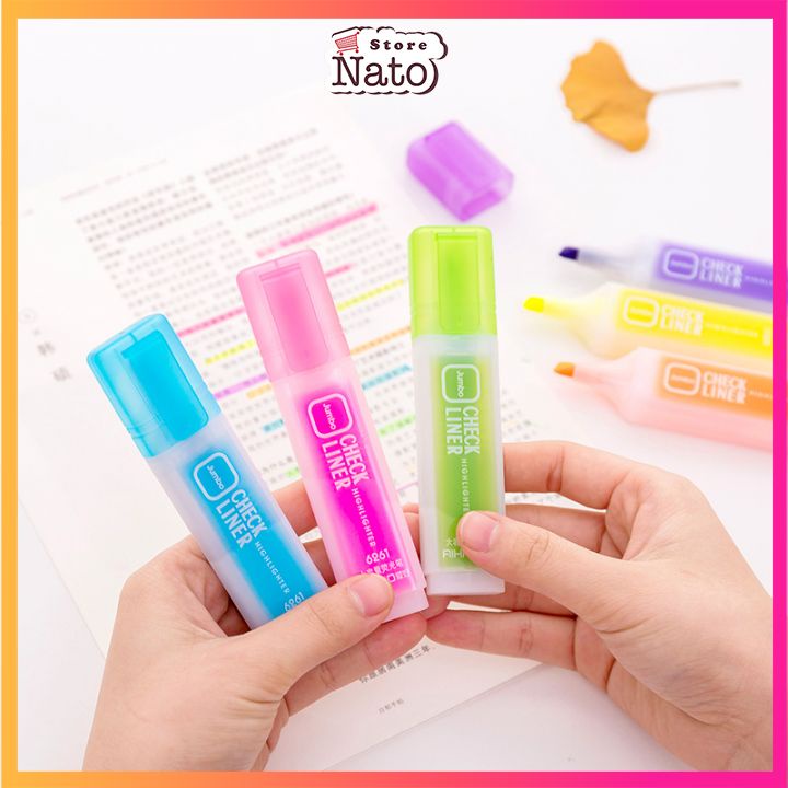 Bút đánh dấu dòng bút highlighter 7 màu dễ thương cho học sinh, văn phòng phẩm NATO BN02