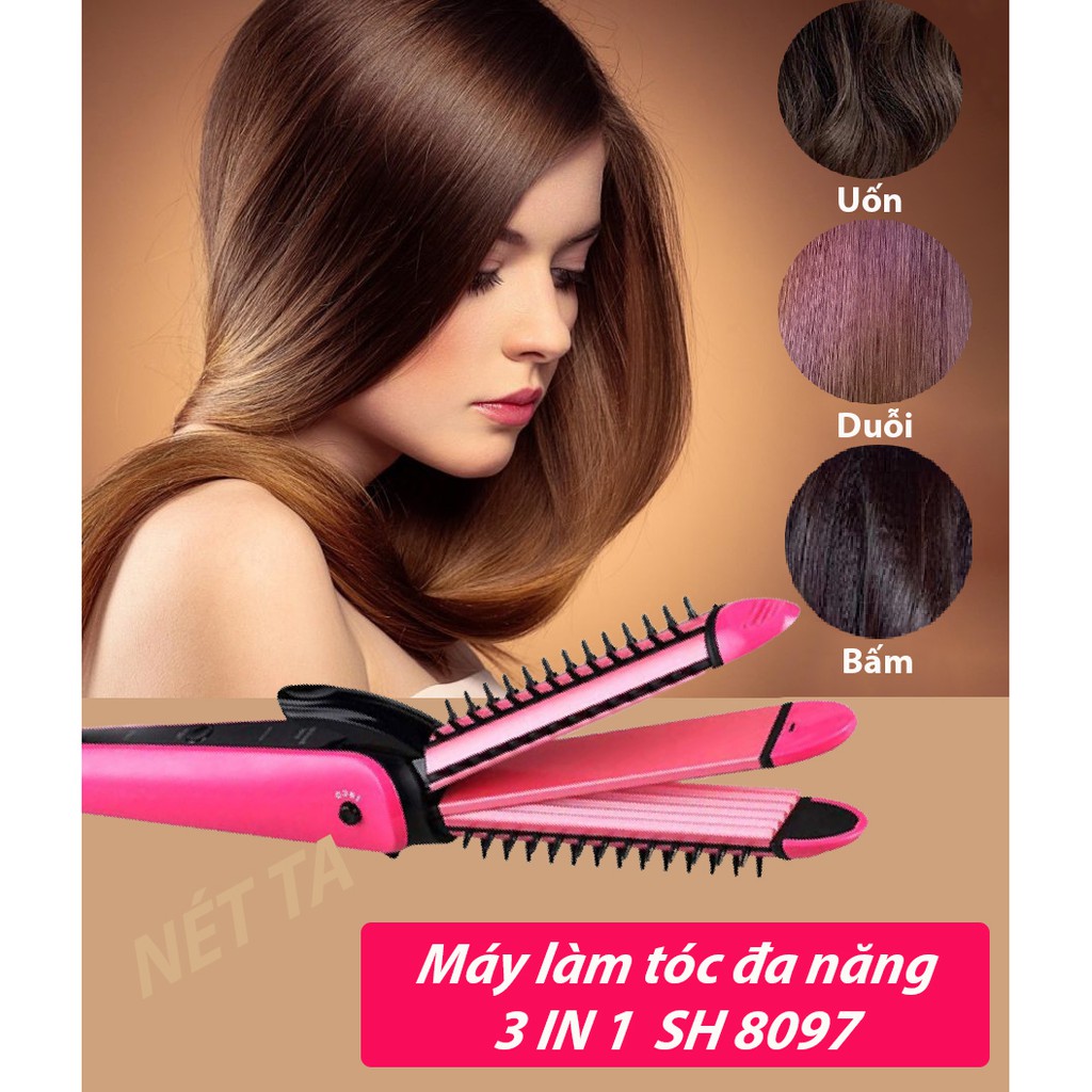 Máy làm tóc đa năng 3 in 1 duỗi - bấm - uốn tạo kiểu SH 8097