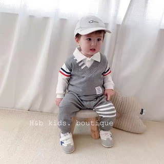 Bộ công tử cổ bẻ cổ vest bé trai