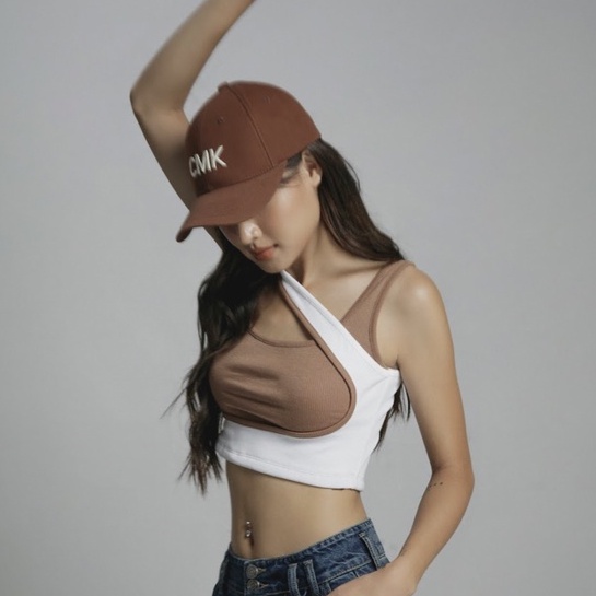 Áo croptop chéo vai CHIC MONKI chất thun gân mềm đẹp - CAT08