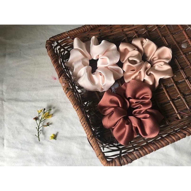 [ẢNH THẬT] Cột Tóc Vải Scrunchies - Dây Buộc Tóc Scrunchies Phi Bóng