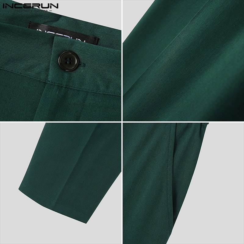 Quần dài INCERUN ống rộng màu trơn thời trang công sở cho nam giới