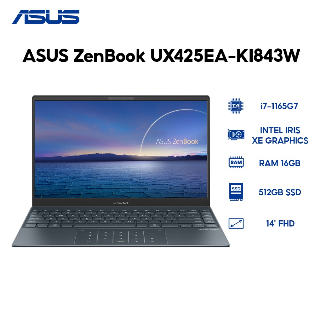 Laptop ASUS ZenBook UX425EA-KI843W i7-1165G7 | 16GB | 512GB | Intel Iris Xe Graphics | 14' FHD | W11