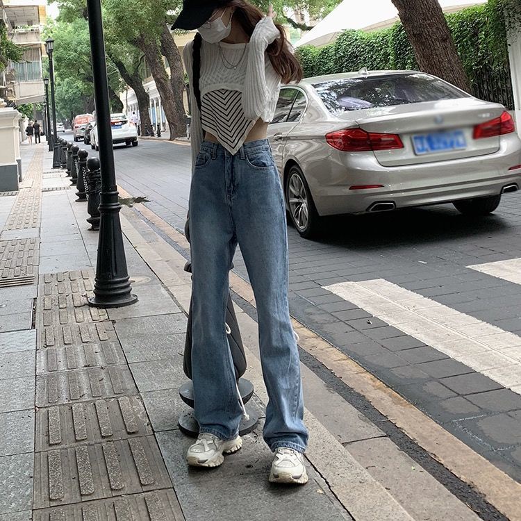 [Jeans] Quần Jean Nữ Cạp Cao Dáng Rộng Mùa Xuân Thu Phong Cách Mới