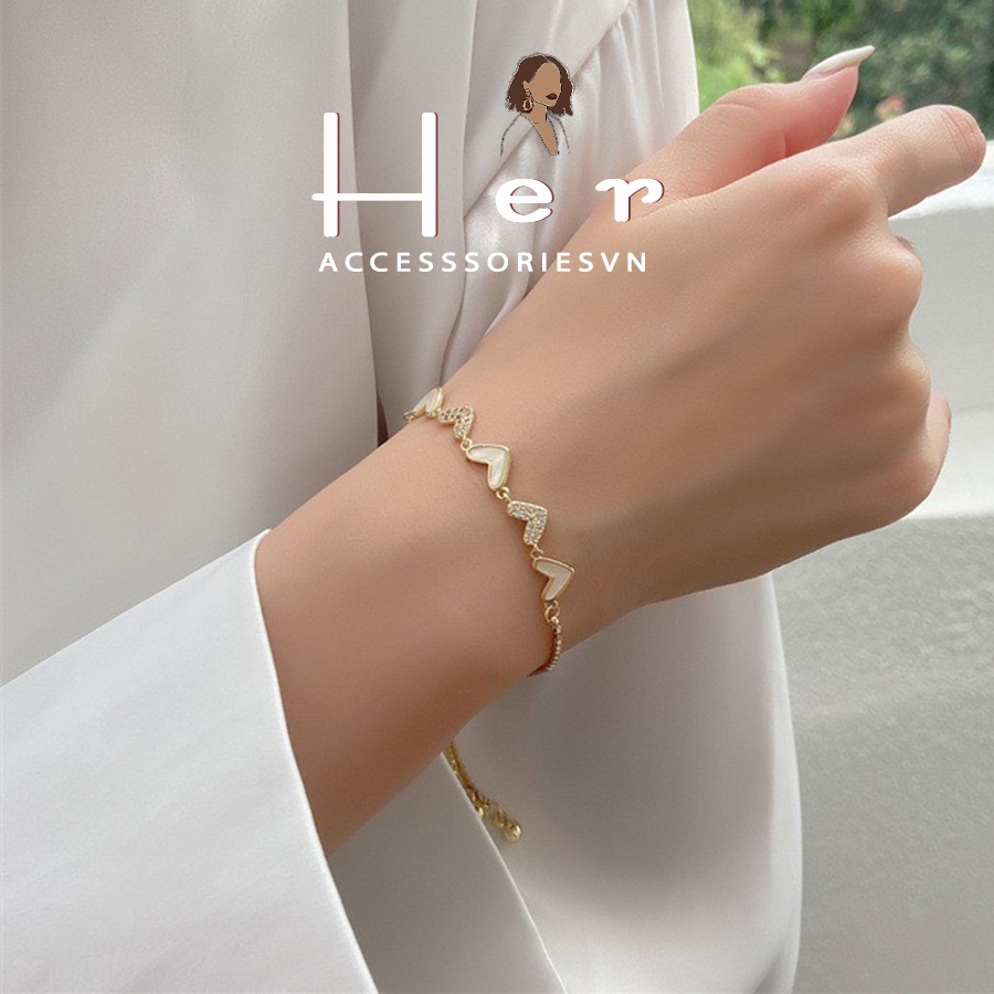 Vòng Tay Lắc Tay Tình Bạn Dây Rút Rải Trái Tim Hàn Quốc her.accessories T10