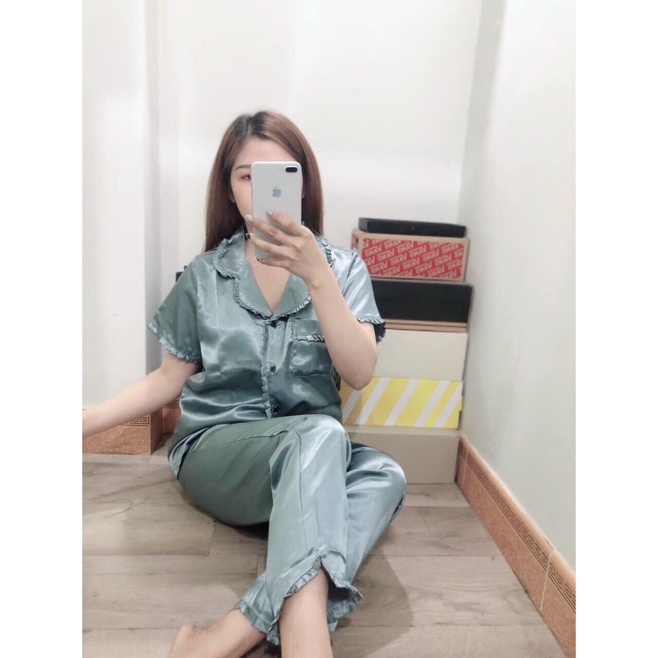 Bộ đồ ngủ nữ lụa bèo IMODA, quần dài tay cộc, thoải mái, bộ pijama sang trọng, lụa cao cấp, free side 45-60kg | BigBuy360 - bigbuy360.vn