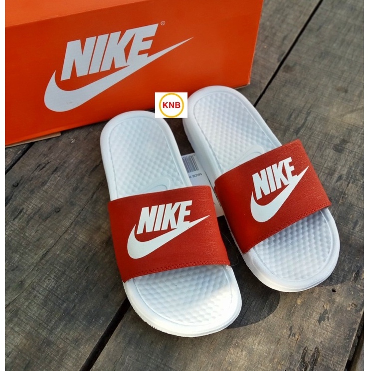 [ sale Sốc + Freeship] Dép nam, dép quai ngang nam nữ unisex nike benassi cartoon ❤️FREESHIP + Hộp❤️ đế trắng quai đỏ