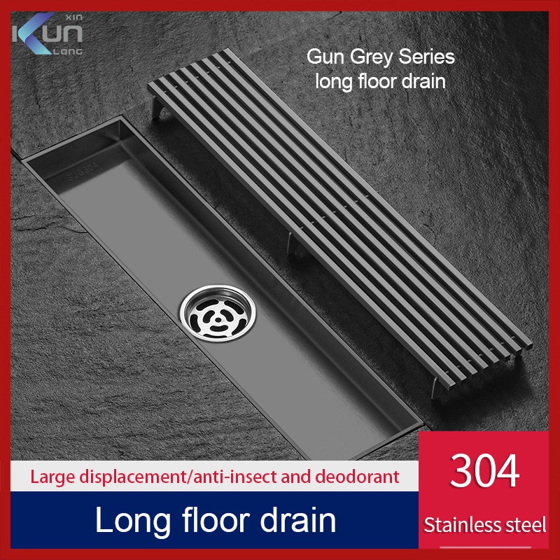 thoát sàn phòng tắm hình chữ nhật xám cao cấp ，Thoát nước siêu nhanh，thoát sàn chống mùi inox 304 ngăn mùi thoát sàn ga thoát sàn