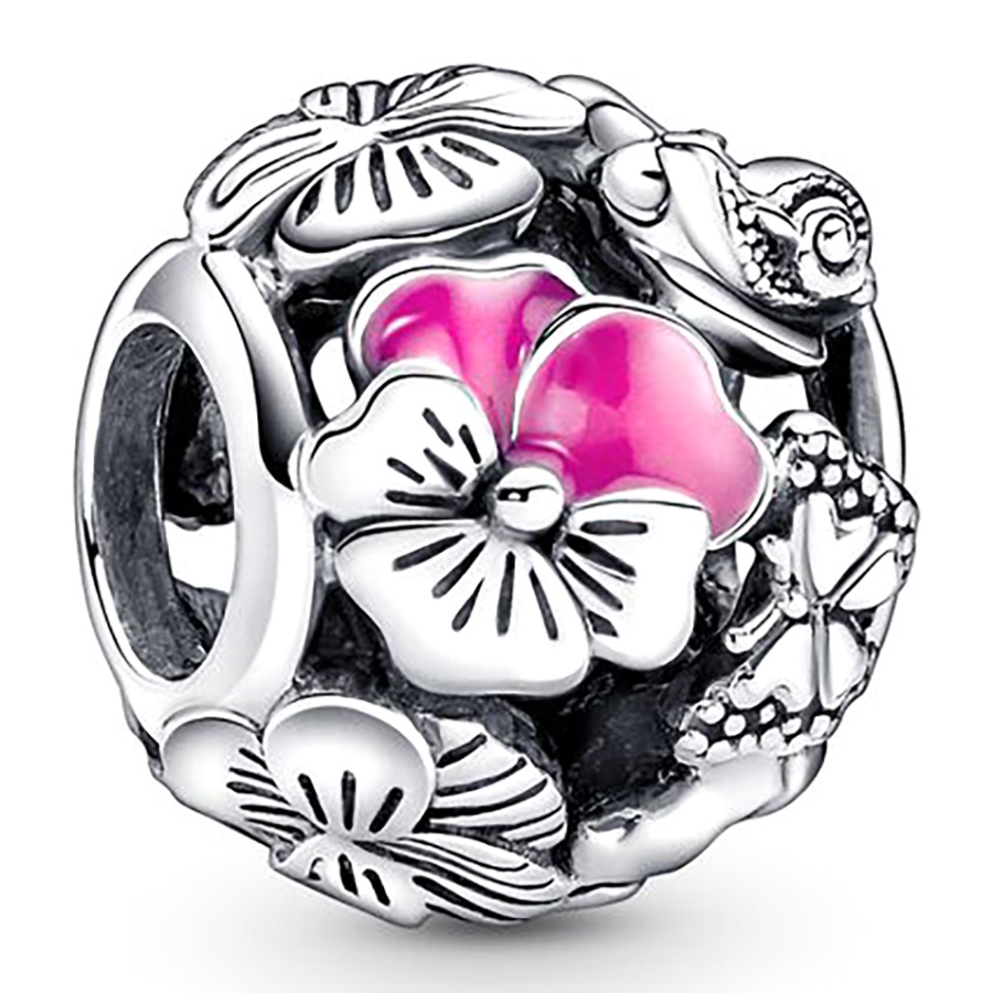 Hạt Charm Màu Bạc Hình Hoa / Bướm Nhiều Màu Sắc Dùng Làm Trang Sức DIY