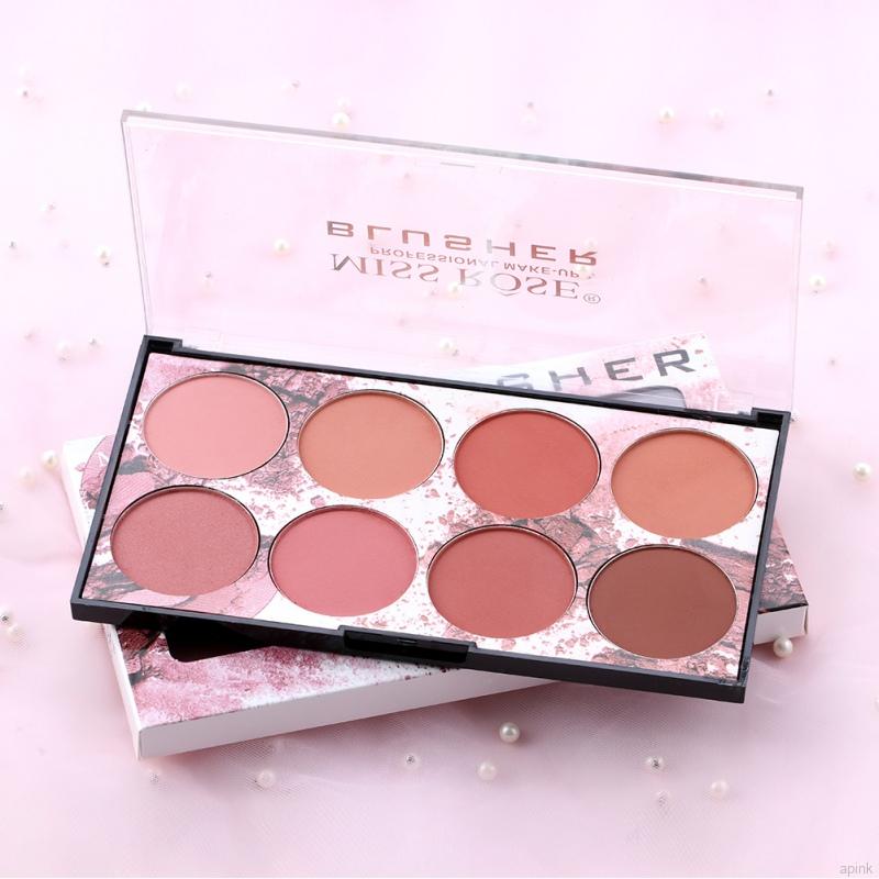 Bảng phấn má hồng 8 màu trang điểm tự nhiên lâu trôi kháng nước Miss Rose