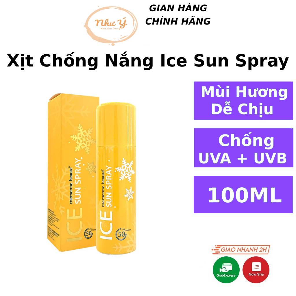 Xịt chống nắng Ice Sun Spray SPF50+ PA+++ 100ml body nâng tone cho da dầu mụn nhạy cảm hỗn hợp da khô Milano Beauty