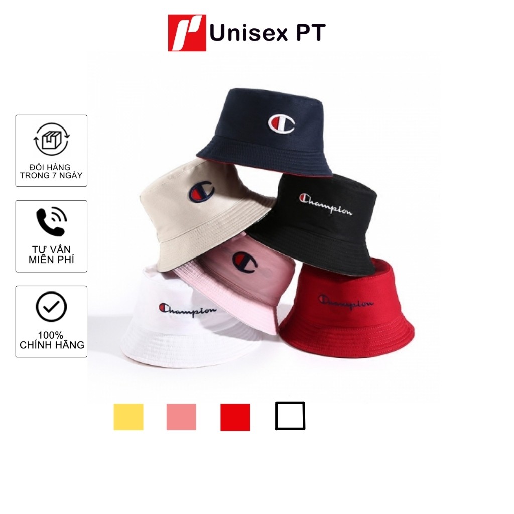 Mũ Bucket CHAMPION 2 lớp vải Kaki - Nón Bucket Kaki ULZZANG form unisex nam và nữ
