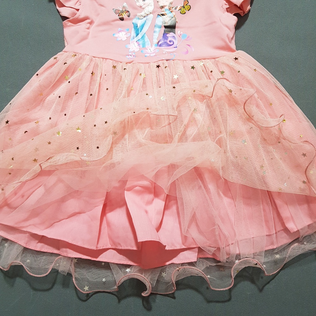 Đầm thun chân voan ngôi sao công chúa elsa anna cho bé gái