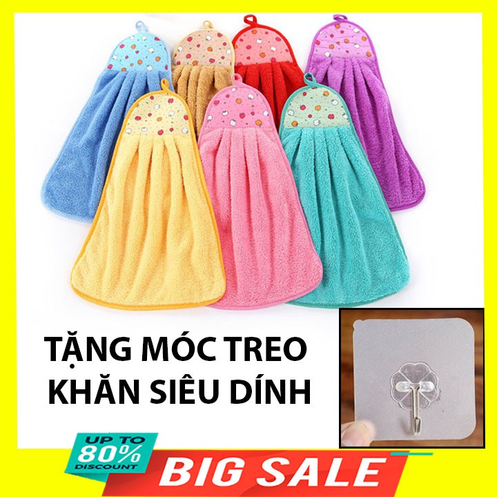 Khăn lau tay siêu mềm loại tốt 43cm việt nam tặng Móc Dán Tường Siêu Dính