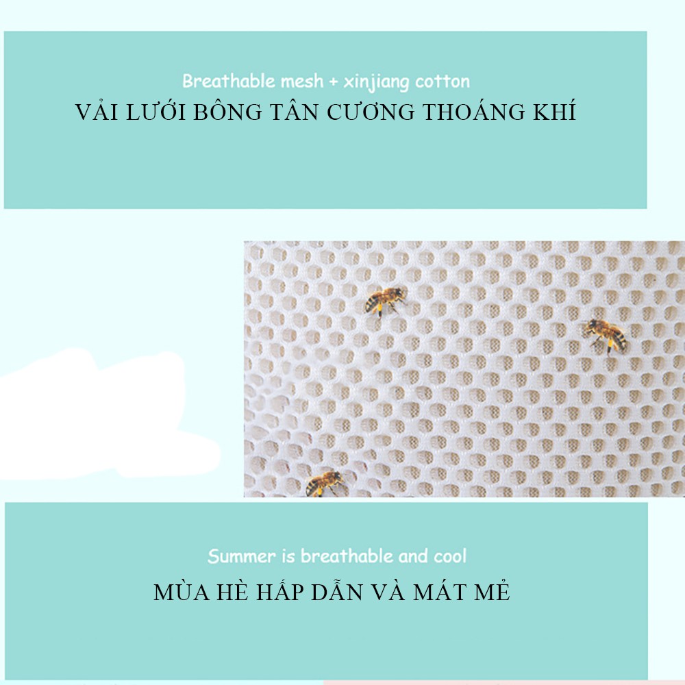 Địu em bé thoáng khí 4 tư thế. Địu trẻ em đa chức năng, Chất liệu vải sợi cotton mềm mại, êm ái, thoáng mát