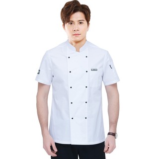 ÁO BẾP NGẮN TAY SAU LƯNG LÀ LƯỚI 2 MÀU TRẮNG ĐEN