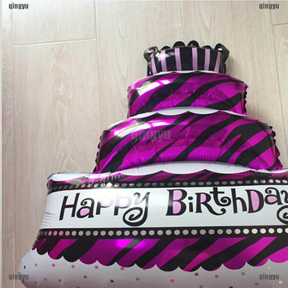 Bong Bóng Nhôm Hình Bánh Kem Chữ Happy Birthday Thời Trang