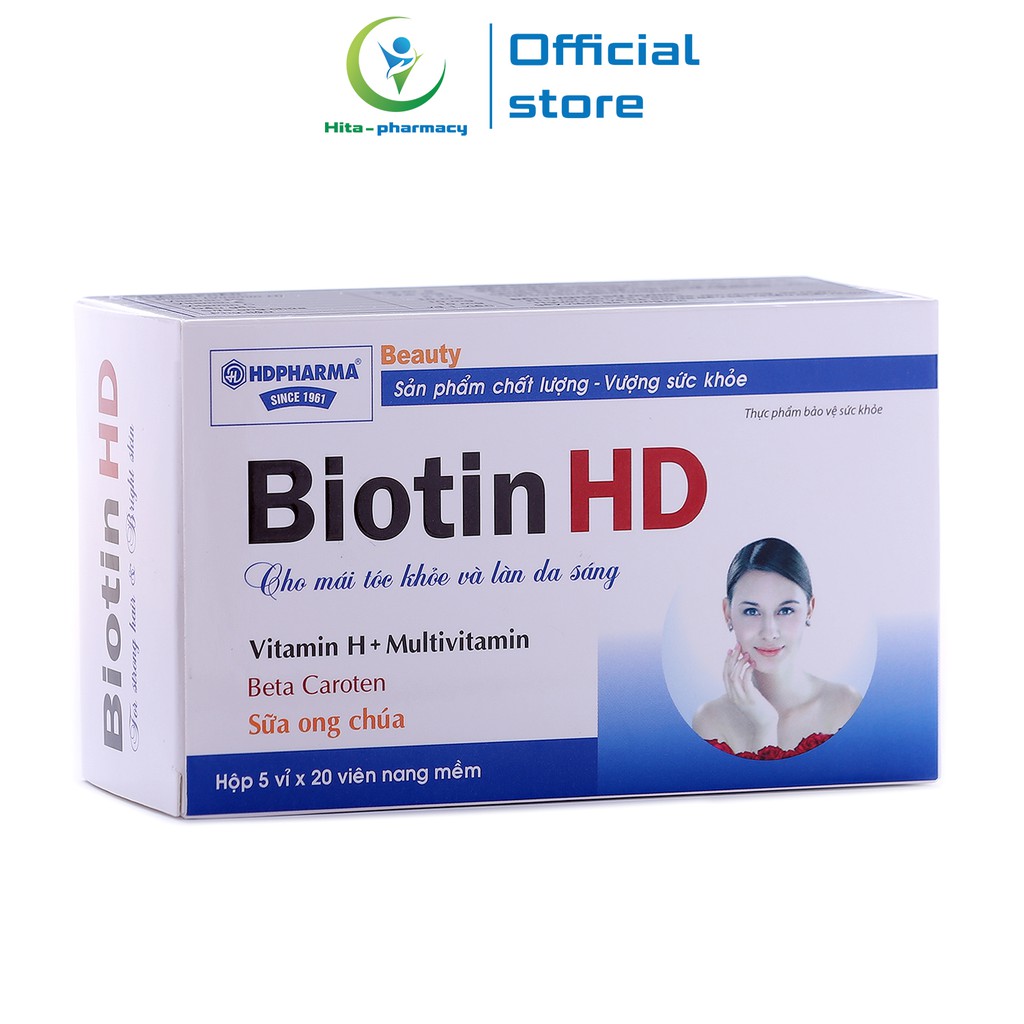 Viên uống Biotin HD cho mái tóc khỏe và làn da sáng - Hộp 100 viên