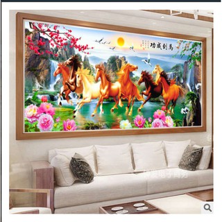 Tranh Thêu Chữ Thập (CHỈ LỤA) (THÊU TOÀN BỘ) Mã Đáo Thành Công DW588 (KHÁCH TỰ THÊU) KT:150X73CM