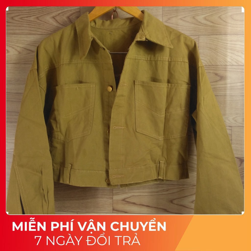(sale giá sốc) Áo khoác nữ khaki lửng xẻ lưng màu đơn